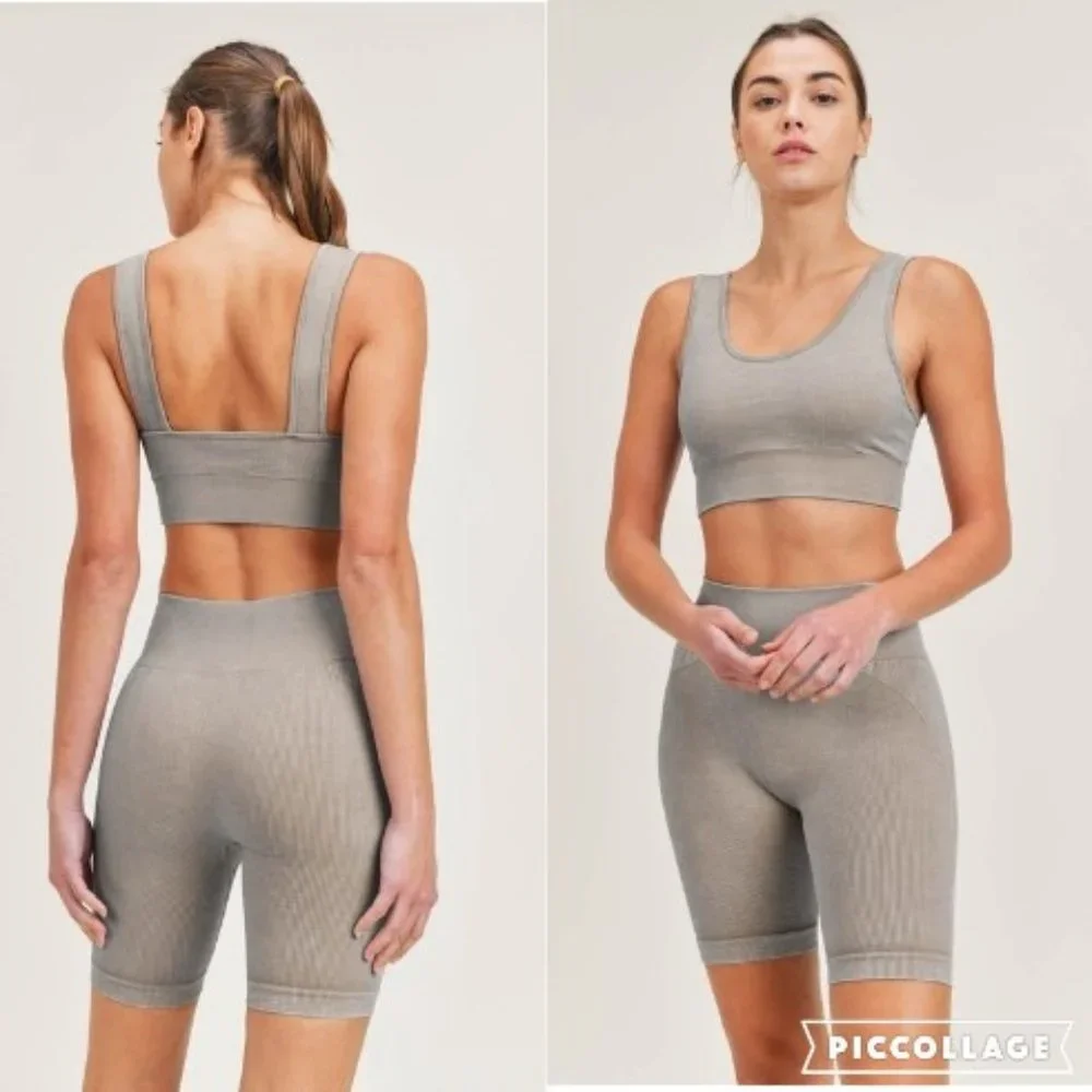 Essential Mineral-Washed Seamless Sports‎ Bra